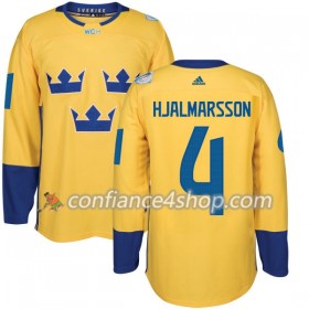 Adidas Maillot de Hockey Suède Niklas Hjalmarsson 4 Coupe du monde de hockey sur glace 2016 Jaune Premier - Homme